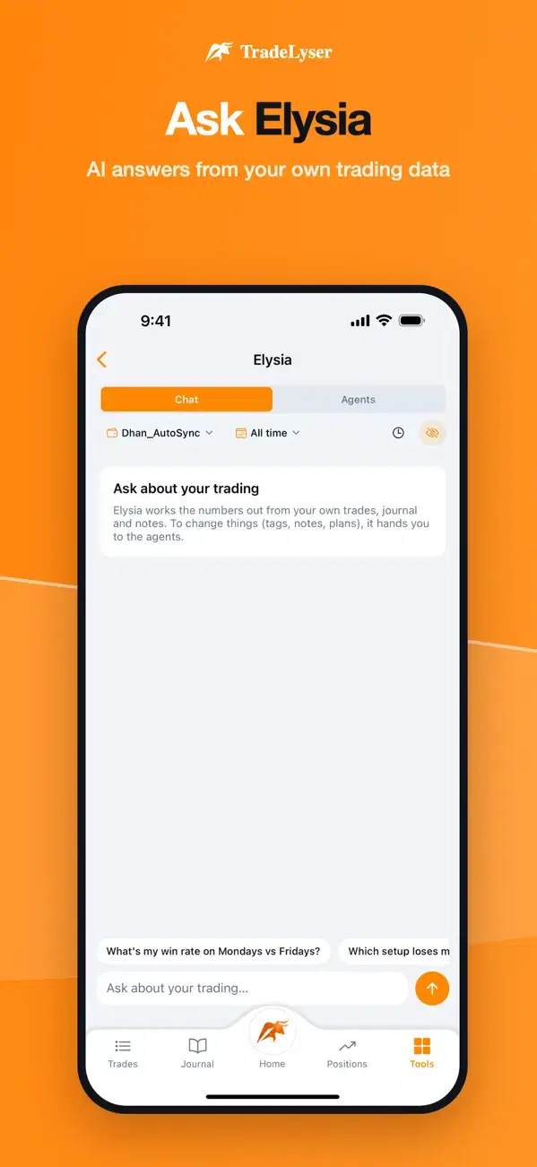 Ask Elysia: AI answers from your own trading data